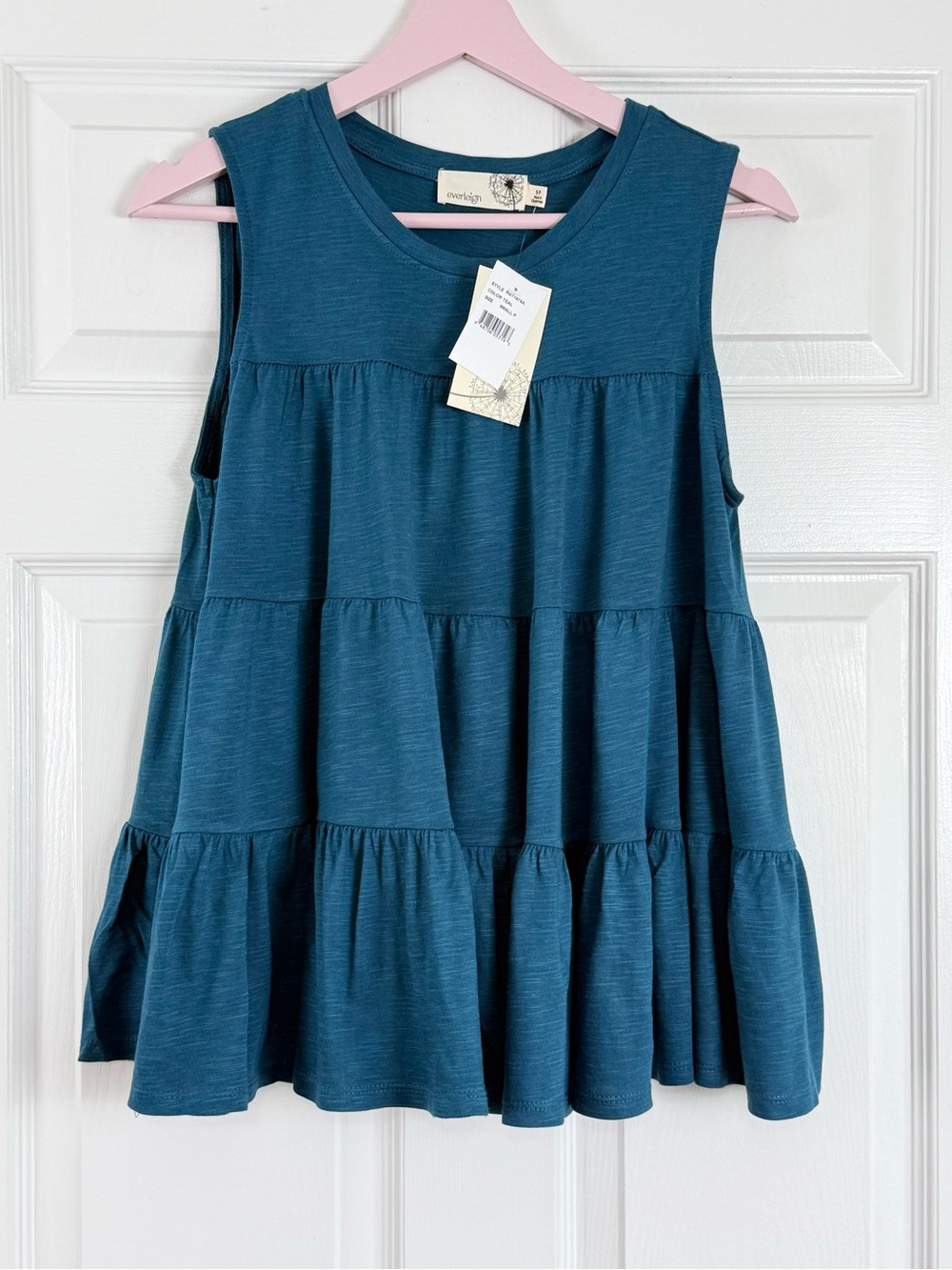 NWT Everleigh Dark Teal Tiered Modal Sleeveless Swing Top Small Petite